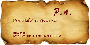 Posztós Avarka névjegykártya